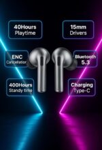 U&i Crystal Earbuds 3 Pro, Bluetooth 5.3 Wireless Earphones, 40 Hours Playtime, ENC, 15mm Drivers, Type-C Charging - Image 3